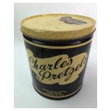 Charles Pretzels Metal Tin Canister