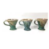 3 Handcrafted Pottery Mugs 4ï¿½ Diameter