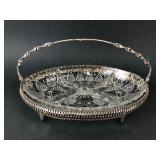 Cut Glass Basket With Silverplate Frame