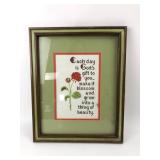 Framed Cross Stitch With Inspirational Text