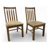 2 Wooden Dining Chairs With Upholstered Seats