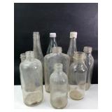 9 Vintage Glass Bottles