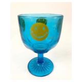 Blue Glass Goblet With Smile Design