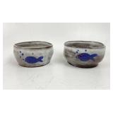 Handcrafted Ceramic Bowls W/ Fish Design