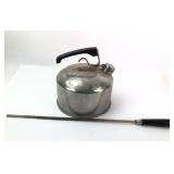Metal Teapot & Long Utensil With Black Handle