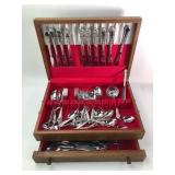 Oneida Silverware Set In Wooden Case