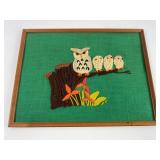 MCM Crewel Embroidery Owl & Chicks