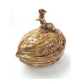 Ceramic Nut-Shaped Lidded Dish W/Squirrel