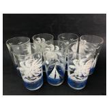 Federal Glass Sailboat Tumblers Set