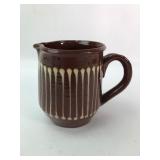 Signed Brown Pottery Pitcher With Drip Glaze