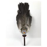 Decorative Feather Fan With Wooden Handle