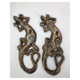 13ï¿½ Long Hand-Carved Wood Lizards
