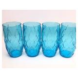 (4) Anchor Hocking Madrid Laser Blue Glasses