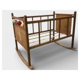Wooden Rocking Baby Cradle With Painted Detail