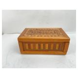 Wooden Jewelry Box With Inlaid Design