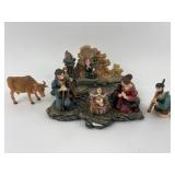Nativity Scene Figures With Base & Cow