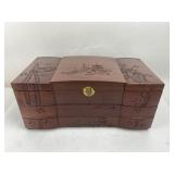 Chinese Wooden Jewelry Box With Mirror