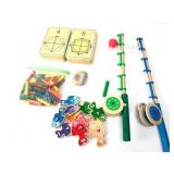 Wooden Fishing Game & Lacing Cards Set