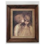 Vtg Margaret Kane Print ï¿½A Little Kissï¿½ Framed