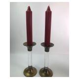 Lucite & Gold Tone 26ï¿½ Tall Candlesticks