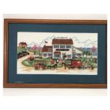 Framed Summer Haven Cross-Stitch Artwork