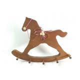 Wooden Rocking Horse With Pegs & Pink Ribbon