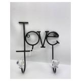 Metal Love Wall Hooks With Crystal Knobs