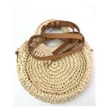 Woven Straw Handbag With Leather Strap