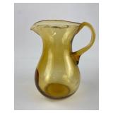 7" Hand Blown Amber Glass Pitcher
