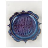 Handcrafted Blue Glazed Ceramic Plate