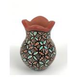 Signed Native America Jemez Pueblo Mini Vase