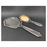 Lucite Hand Mirror & Brush Set