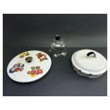 Glass Oil Lamp Base & Metal Lids