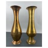 Two Vintage 12" Brass Vases