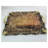 Silver-Tone Serving Tray With Leaf Accents