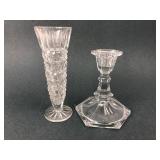 Pressed Glass Bud Vase & Candlestick Pair