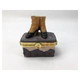 Limoges Style Trinket Box W/ Victorian Boots