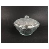 Pressed Glass Covered Bowl Made In Malaysia