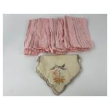 Eight Pink & Gold Striped Napkins & Bread Doily