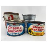 Chase & Sanborn Coffee Cans & Lard Buckets