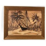 Schuelke Boat Scene On Craftint Panel