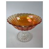 Iridescent Glass Pedestal Compote Bowl