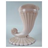 Pink Milk Glass Cornucopia Vase