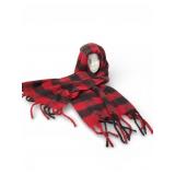 New Red & Black Check Wrap Shawl With Fringe