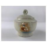 Vintage Ceramic Lidded Jar With Relief Scene