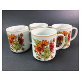 4 Japan Floral Coffee Mugs
