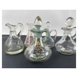 5 Glass Cruets With Stoppers