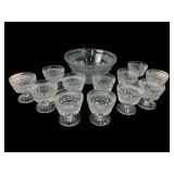 Pressed Glass Bowl & Cups Set