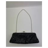Black Sequin Evening Bag With Chain Strap