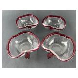 4 Apple-Shaped Glass Bowls